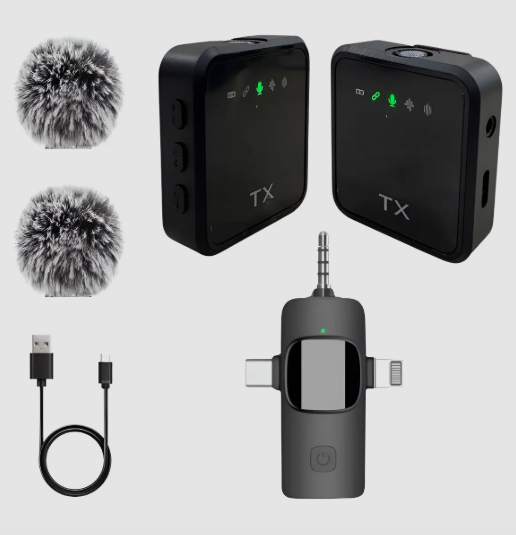 Micrófono Solapa Inalámbrico Dual 3 En 1 F11-2