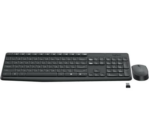 Kit Teclado + Mouse inalámbricos Logitech MK235 (Receptor USB, Negro)