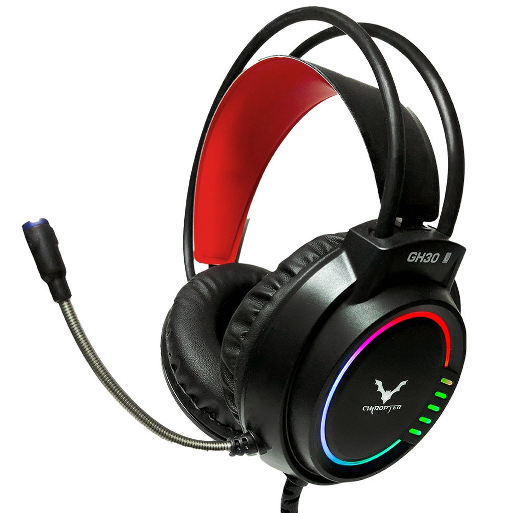 Auricular c/microfono -usb -cable 2.1mts -iluminacion LED RGB -black/red -WESDAR Cerberus Series (GH30)