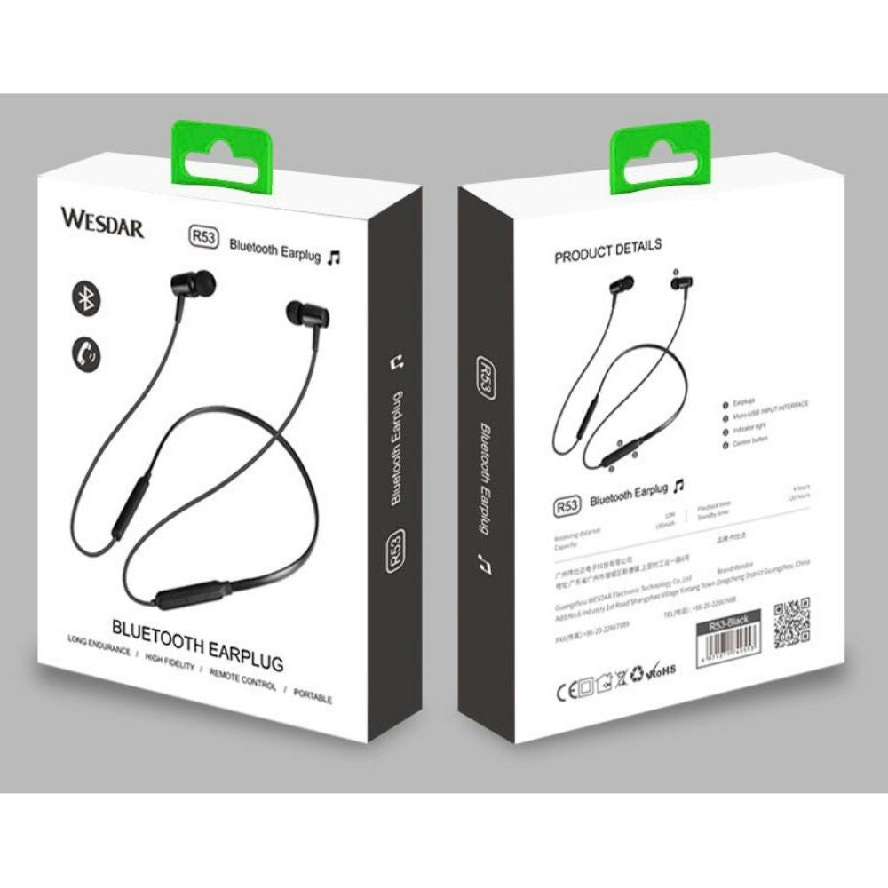 WESDAR. Audífono Bluetooth R53 Negro Deportivo